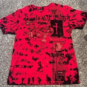 Affliction Red and Black Graphic Tee